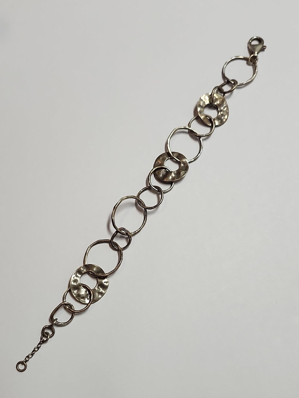 Retired SILPADA Sterling Silver Hammered Circle Paper Chains Bracelet B1217